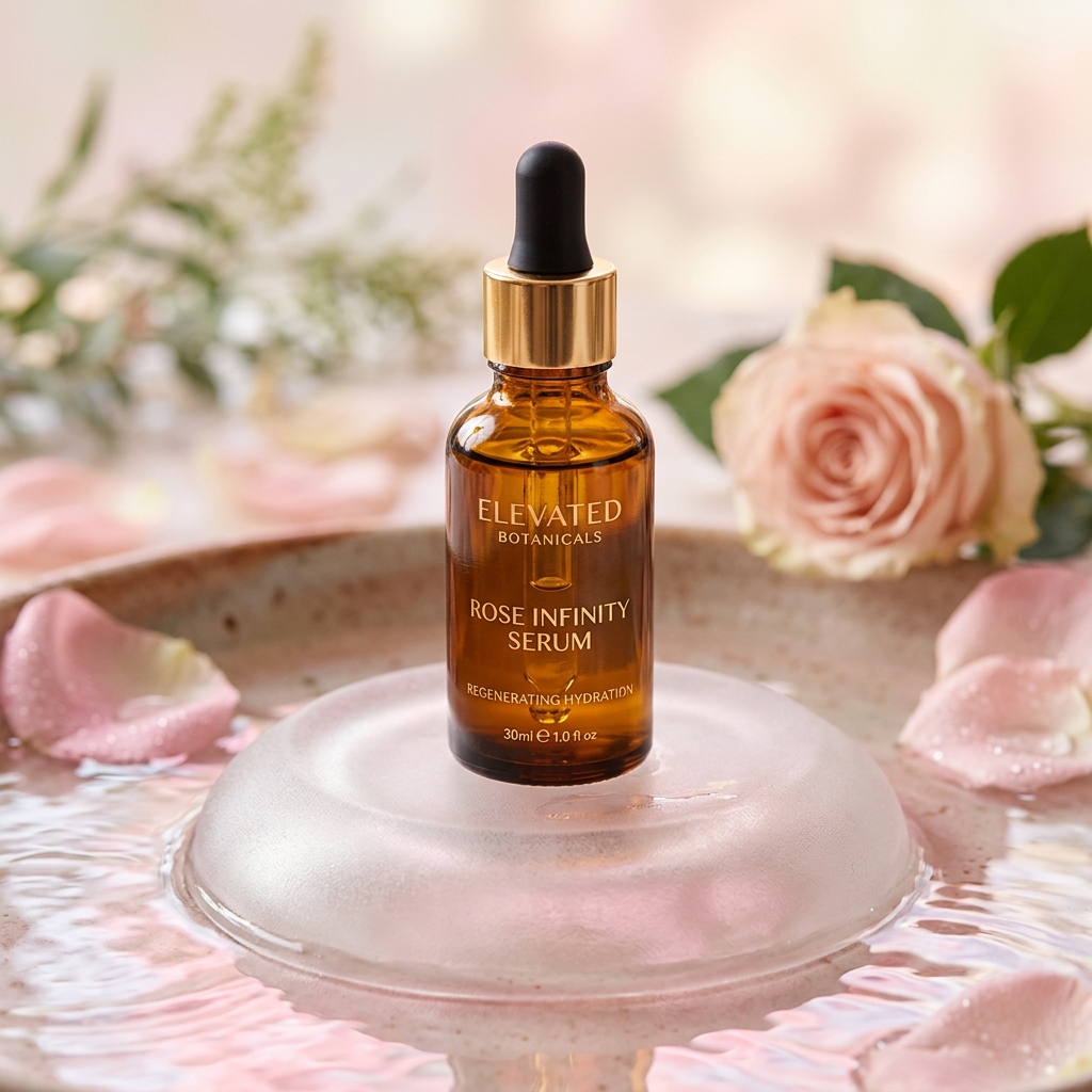 Kreoto AI Ecommerce Content Studio - DTC Skincare Botanical Serum Render